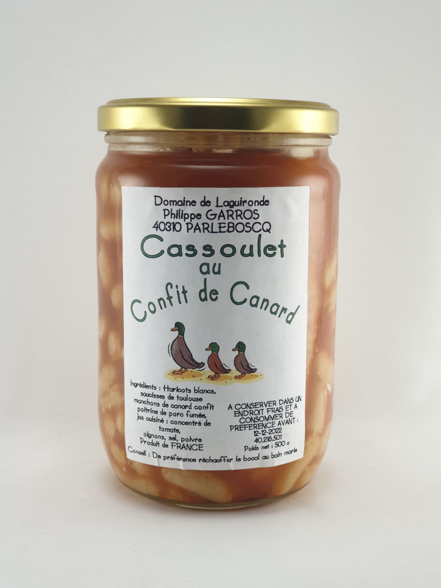 Domaine de Laguironde. Cassoulet au Confit de Canard - 1 Part